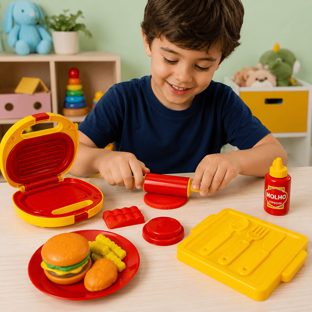 Kit Massinha de Modelar Infantil Hamburgueria Faz de Conta