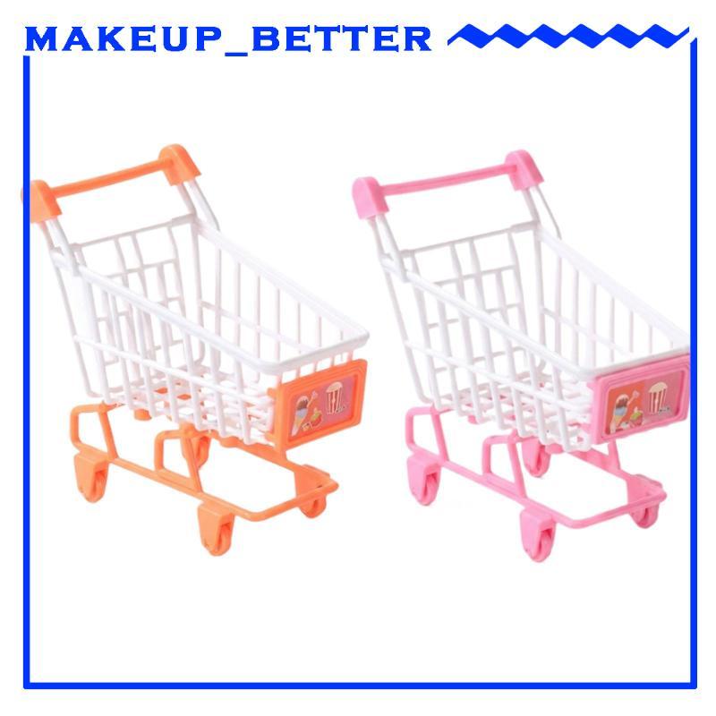[Makeup_better] Cesta ABS Fofa Mini Carrinho De Compras Organizador De Mesa Mão Para Casa De Bonecas Acessórios De Escri