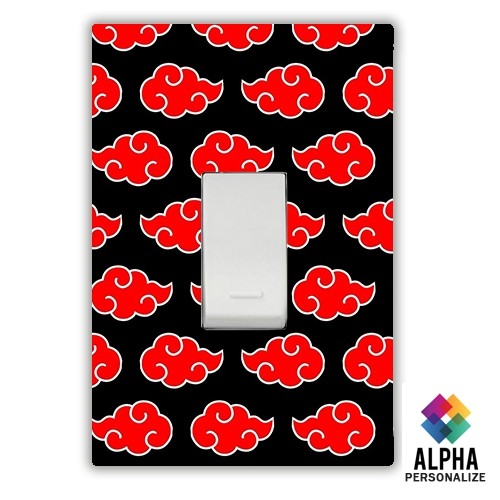 Adesivo para Interruptor de Luz Naruto Premium Preto e Vermelho Anime