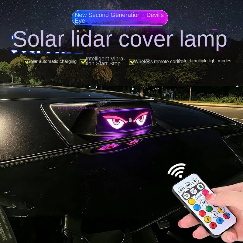 Car Roof Demon Eyes Car Solar Simulation Laser Radar Cover Lamp Change Decoration Pilot Flashing Warning Lights QmLy