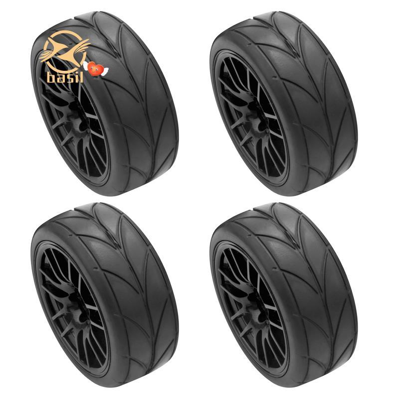 [Desconto B] 4 Unidades 1/10 Pneu De Borracha Rc Pneus De Carro De Corrida No Aro Da Roda De Estrada Adequado Para Peça