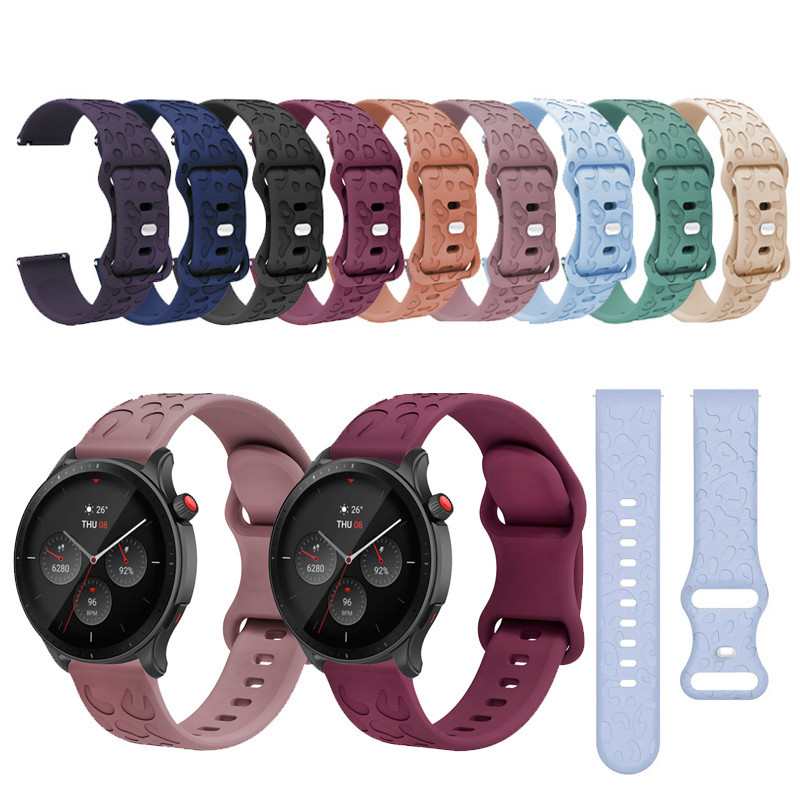 Para Huami Amazfit GTR 3 4 3pro 4pro 2 2E Mini Pulseira Gravada Leopardo silicone