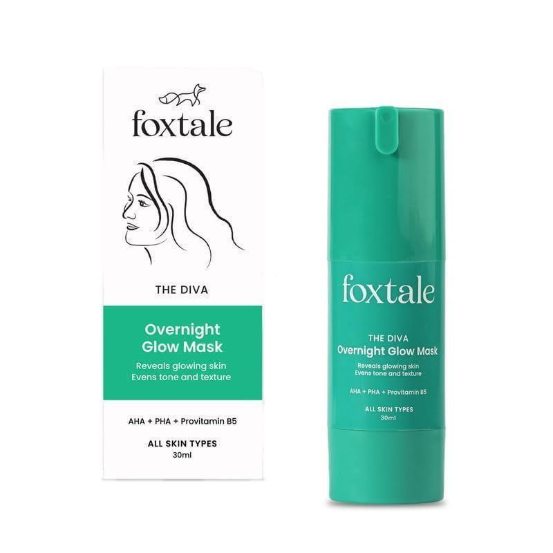 Fox'ta-le Overnight Glow Mask | 4% Glycolic Acid | 3% Lactic Acid |Reduces Blackheads, Whiteheads | 30 Second Salon like