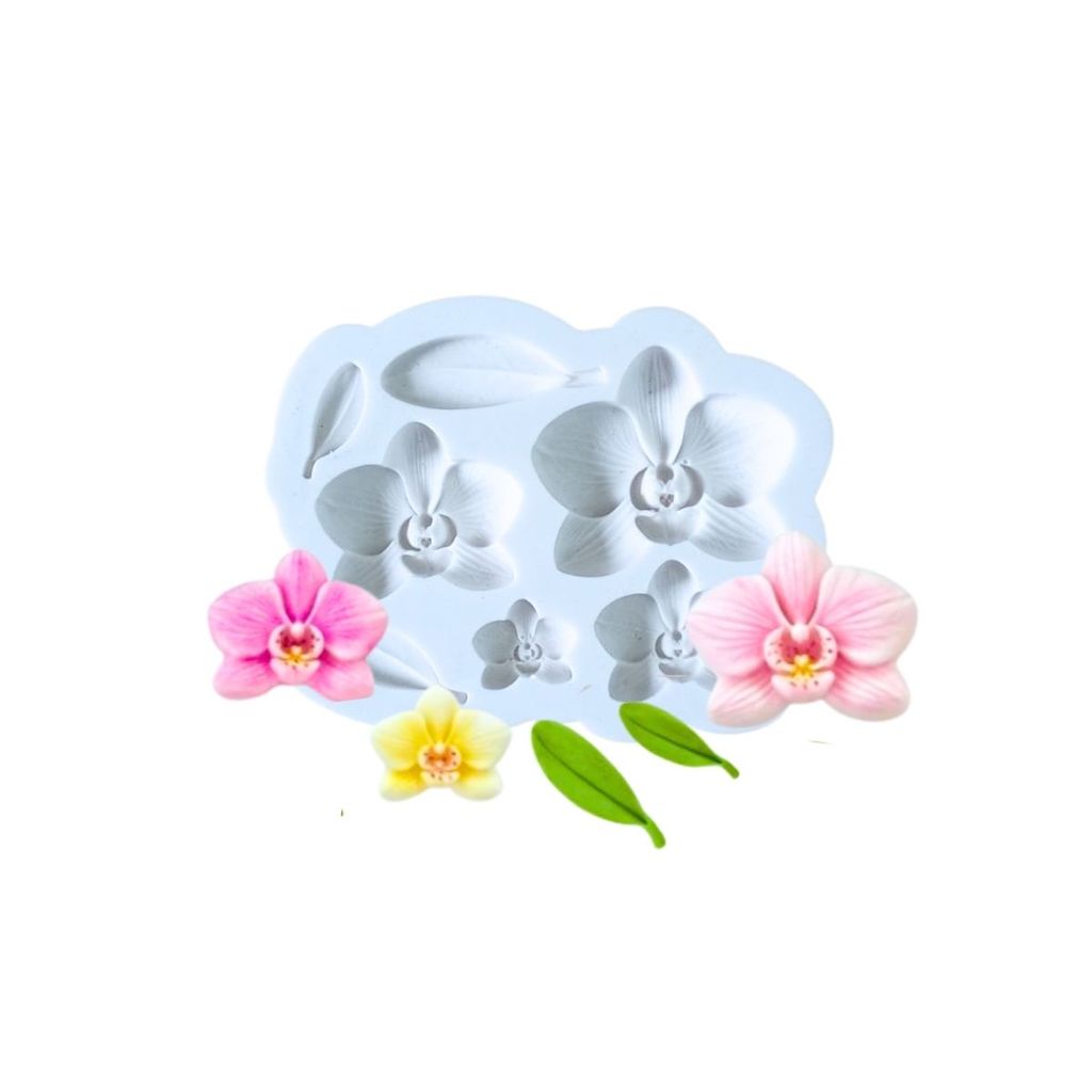 Moldes Silicone Orquidea Flor Folha Confeitaria Biscuit