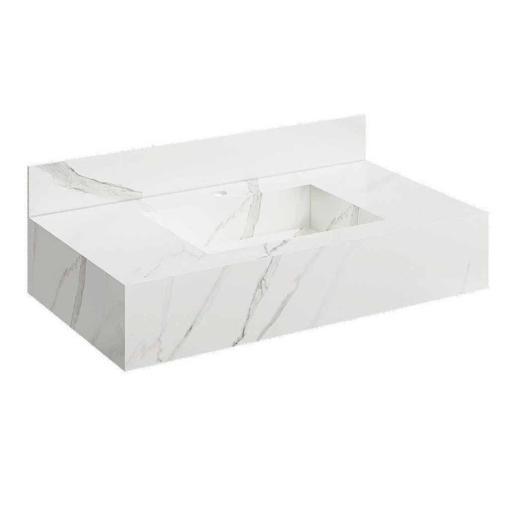 Bancada em Porcelanato para Banheiro Completa Alto Padrão 80cm X 15cm com Cuba Esculpida Renata