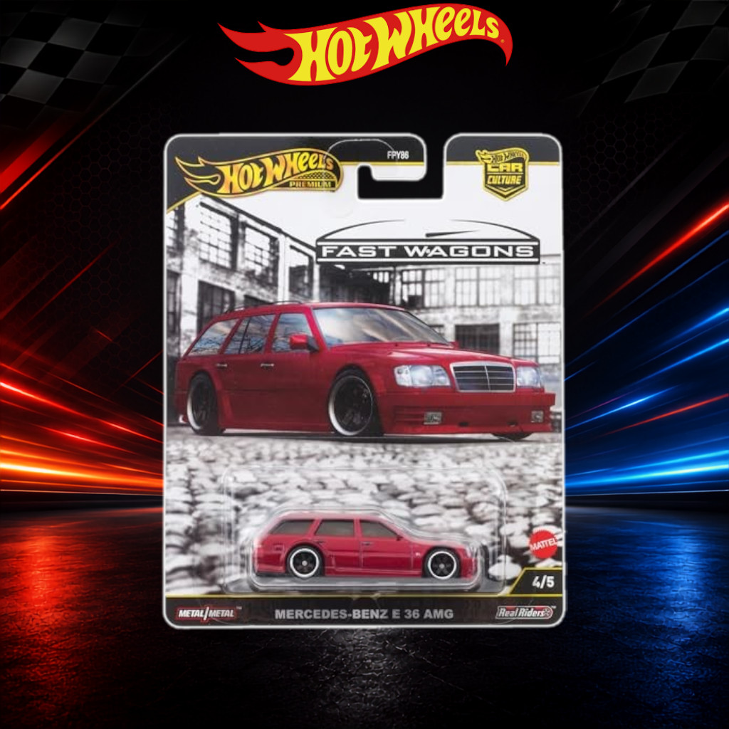 Hot Wheels Premium Car Culture Fast Wagons Mercedes-Benz E 36 AMG JBK69 Red 1:64 Die-Cast Mini Car