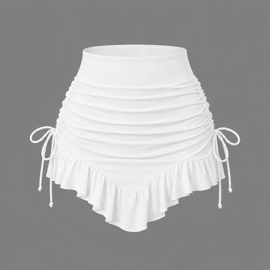 Short Saia Babadinho Feminino Com Amarração Lateral Moda Blogueira