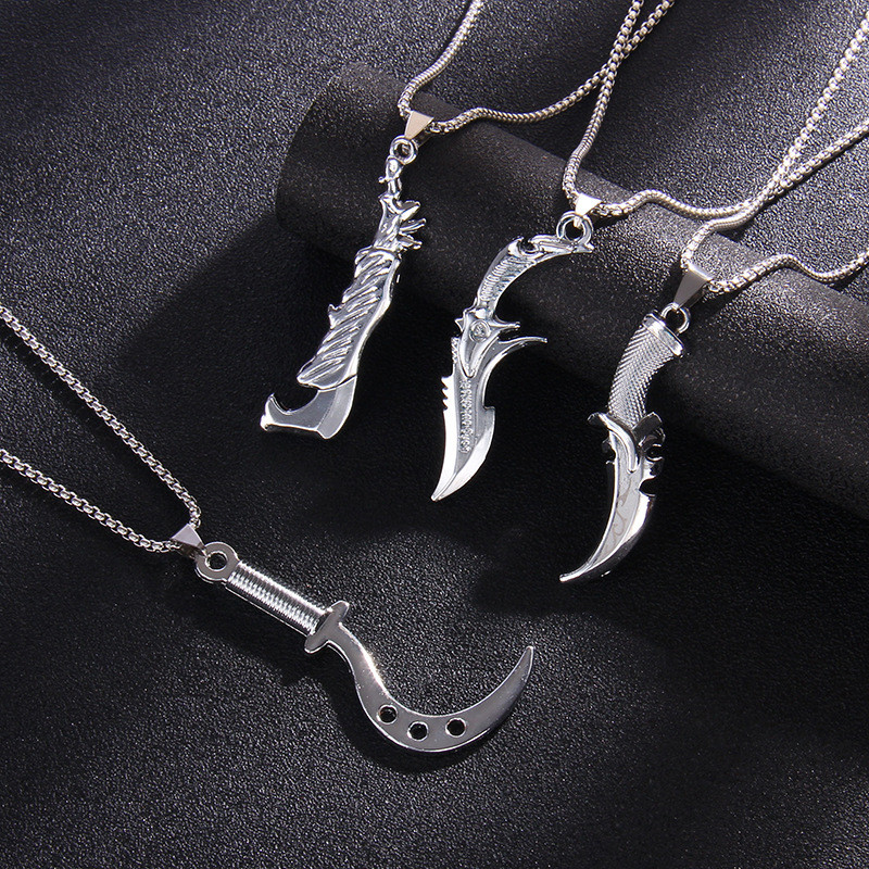 Colar Masculino Inox Facão Foice Baioneta Pingente Punk Hip Hop Street