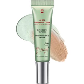 O creme CC vermelho contém centella asiática, um creme hidratante de cor clara, e também contém 5YBB, um ingrediente que