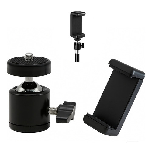 Kit Cabeça De Bola Suporte Celular 360 P/ Tripé Rosca 1/4 Cabeça de Tripe