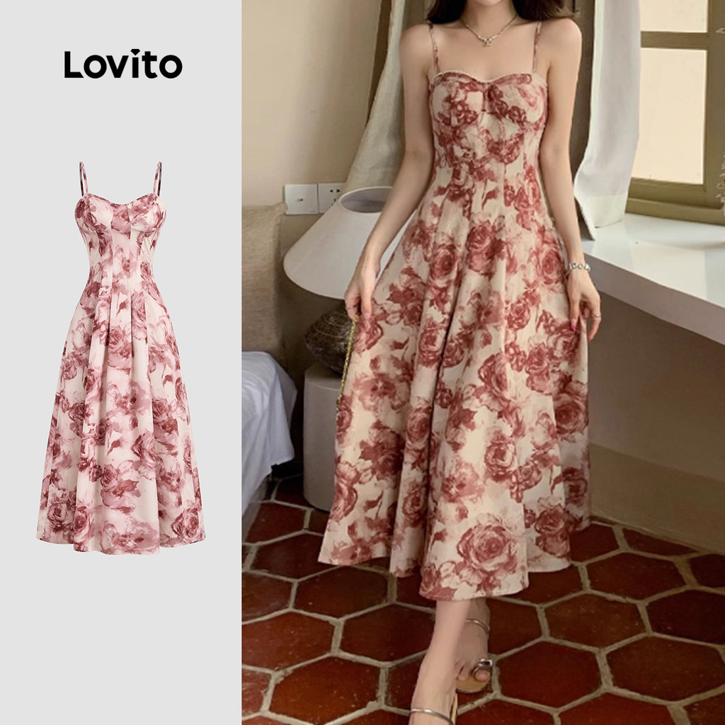 Lovito Vestido de Primavera/verão para Mulher com Alças Ajustáveis e Estrutura de Roupa casual L142ED398 em Oferta na Shopee