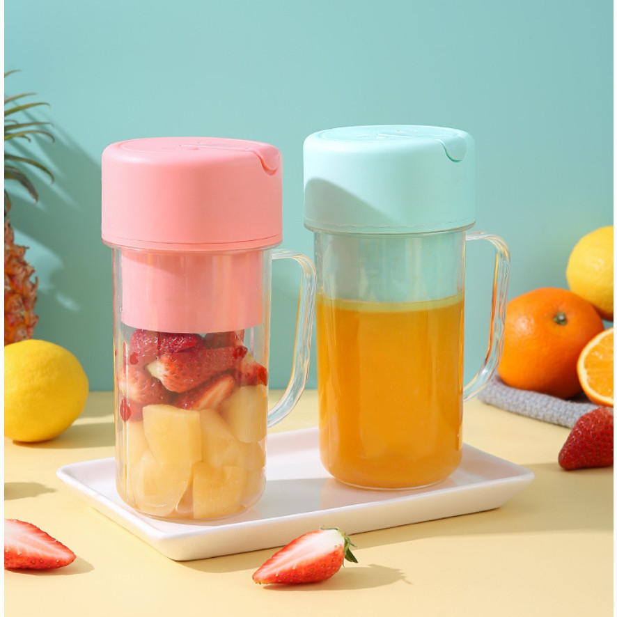 Copo Misturador Mixer Caneca Liquidificador Mini Juicer 420ml com 6 laminas com tampa e canudo