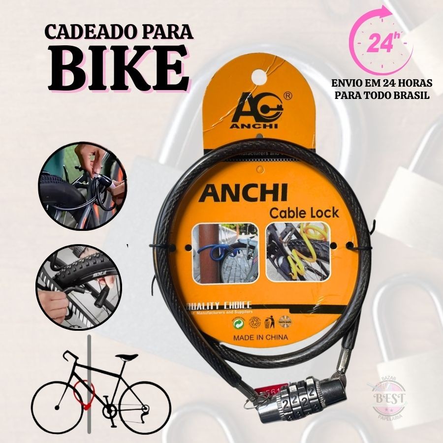 Cadeado de Bicicleta com Senha, Cadeado Portátil de Aço, Equipamento Antifurto para Montain Bike