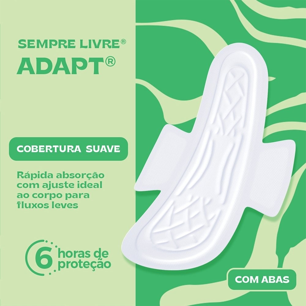 Detalhes do Absorvente Sempre Livre Adapt Cobertura Suave com Abas - Embalagem com 16 unidades
