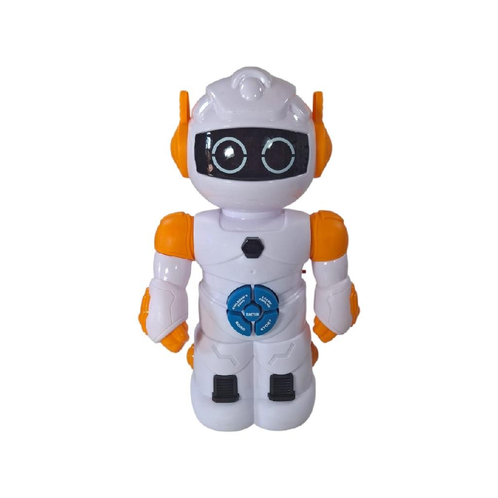 Brinquedo Boneco Robo Futurista Fala Ingles Canta Música Anda Diversão Infantil Brinquedoteca