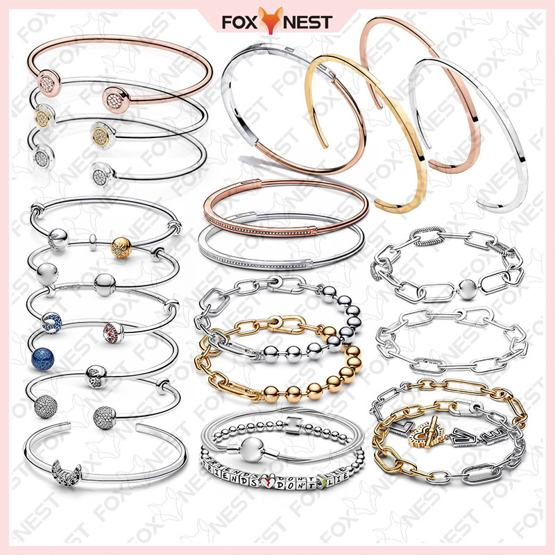 Pulseira Tipo Aberta Série ME DIY S925 Banhada A Prata + Bolsa De Veludo em Oferta na Shopee