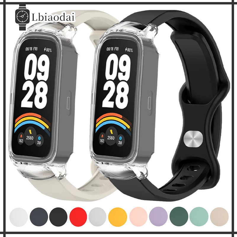 Capa Transparente de Pulseira Silicone Para Relógio Smartwatch Xiaomi Mi Band 9 Active/Mi Band 8 Active/Redmi Band 3/2