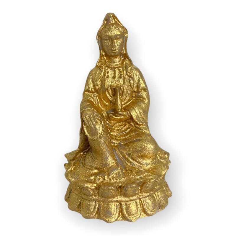 Deusa Kuan Yin Dourada 7 cm em Resina - Misericórdia