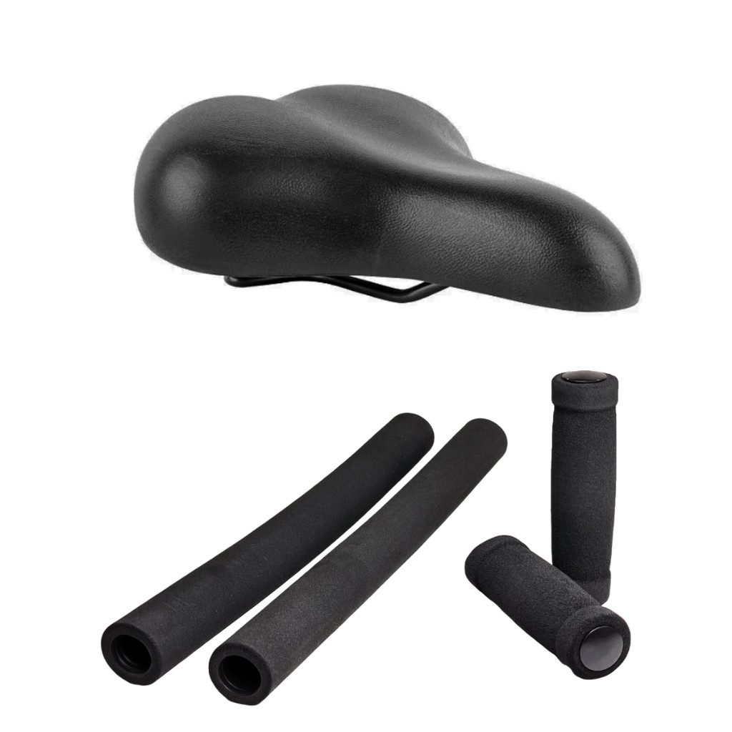Kit Selim Duas Molas Confortável Preto  Manopla  Espuma Guidão Beach Para Bicicleta Caiçara Praiana em Oferta na Shopee