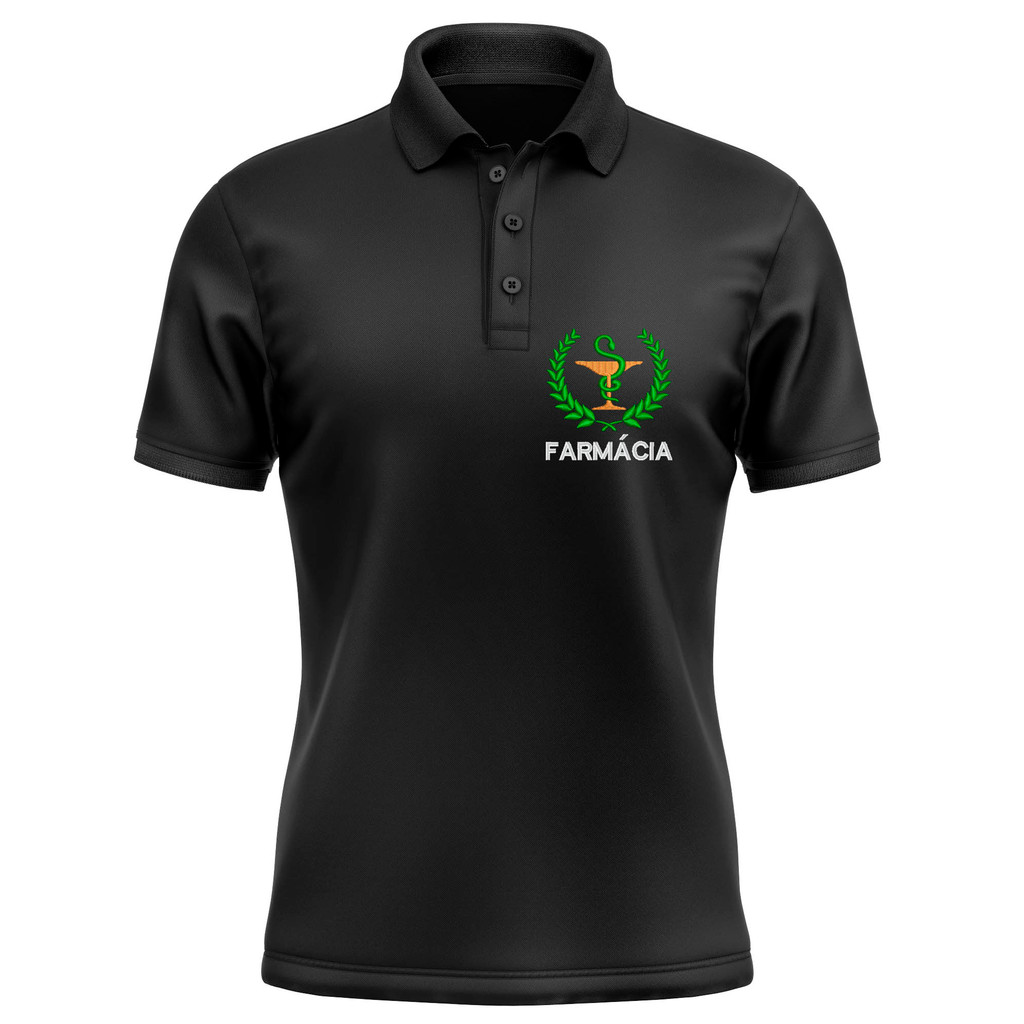 Camisa Polo Farmácia Bordada em Piquet PA 30x1 Premium Logo Farmacia Blusa Farmacia