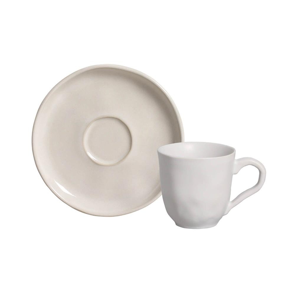 Conjunto com 6 Xícaras de Café com Pires Bio Stoneware Clay 120ml em Oferta na Shopee
