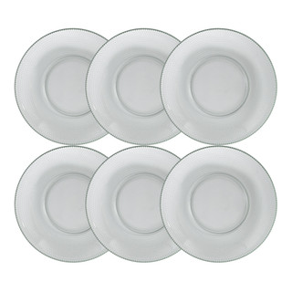 Conjunto 6 Pratos Fundo Vidro Transparente Gema