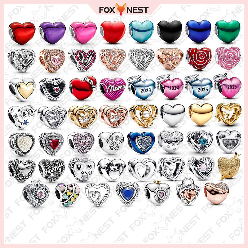 Charme Em Forma De Coração Colorido S925 Banhado A Prata Perfeito Para Qualquer Roupa Pingente DIY em Oferta na Shopee