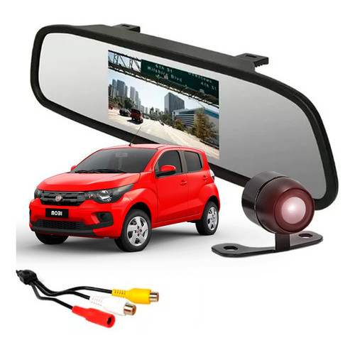 Retrovisor Com Monitor + Câmera De Ré Com Marcador Distância