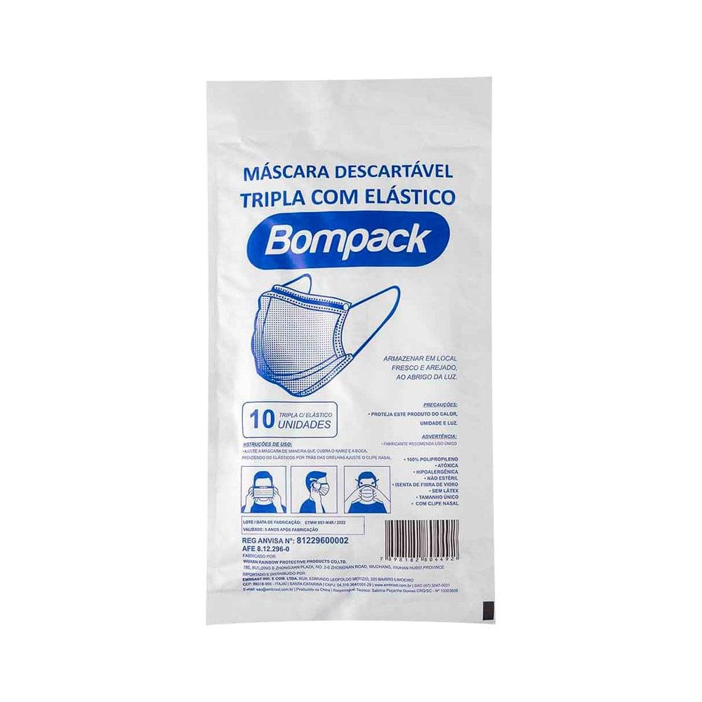 Mascara Descartável Tripla C/Elástico Bompack 10Un em Oferta na Shopee