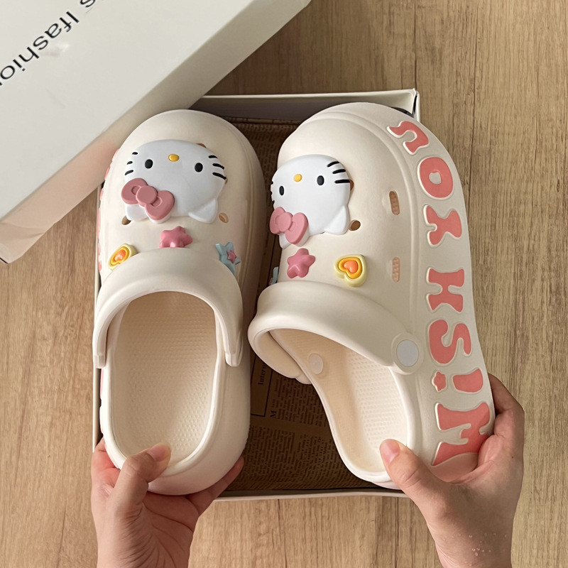 hello kitty sandália plataforma feminina EVA Antiderrapante - Chinelos de Praia Confortáveis, crocks femenino confortáve