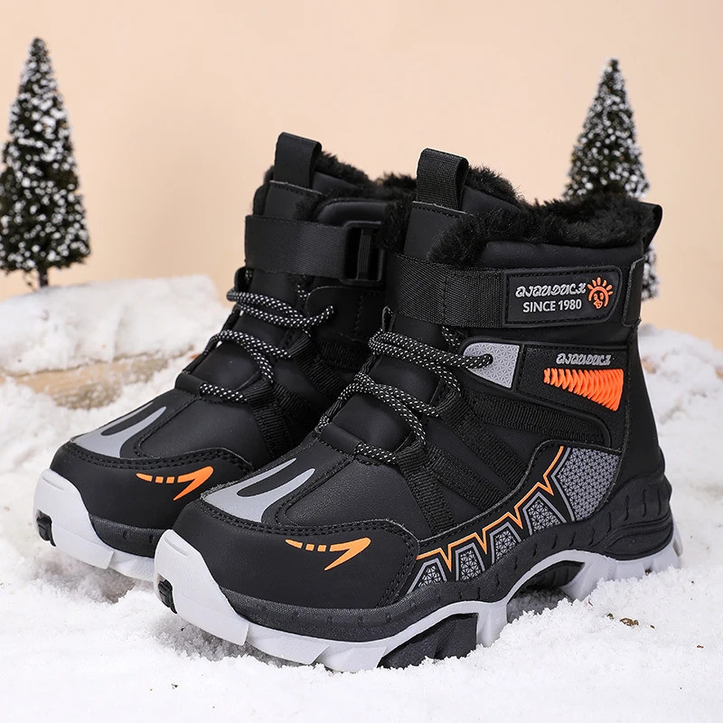 Novas Botas De Neve Infantis De Inverno De Cano Alto – Pelúcia Elegante E Quente Forradas , Antiderrapantes Estáveis Par
