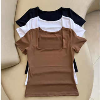 kit 3 Blusas Feminina Baby Look Manga Curta Gola Quadrada Decote Quadrado Moda Casual Versátil Blogueira 2025 em Oferta na Shopee