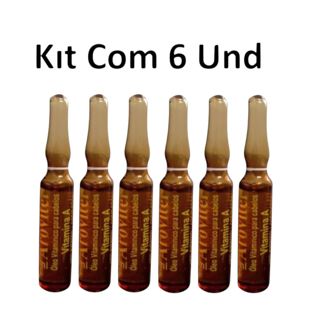 Kit 6 Ampolas Arovitel Vitamina A 2ml Tratamento Capilar Fortalecedor Nutrição Profunda Crescimento Saudável e Brilho p