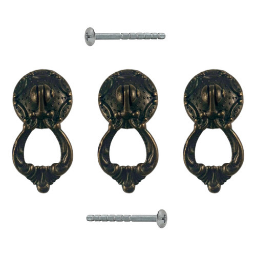 3x Puxador Colonial Luiz Xv Móveis Cristaleira Gaveta Porta Ouro Velho Redonda Alça