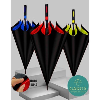 Guarda Chuva Automático Grande Tecido Duplo Hastes de Fibra de Vidro Reforçado Contra Vento em Oferta na Shopee
