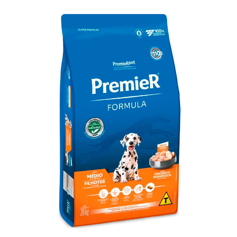 Ração Premier Fórmula Cães Filhotes Porte Médio Frango 20kg