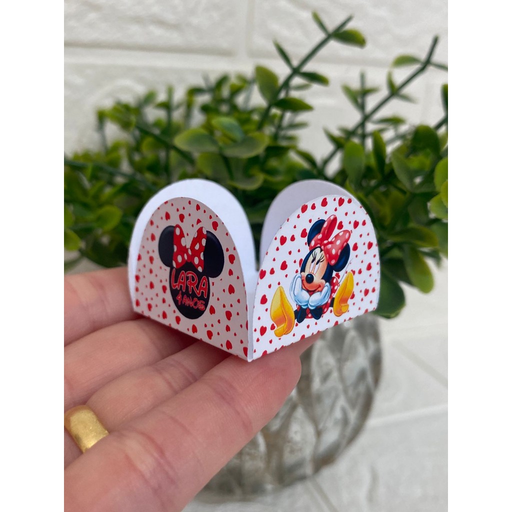 Forminha de doce brigadeiro Personalizada 40 a 120 Minnie Vermelha - 4 pétalas - Festa de aniversário - Lembrancinha