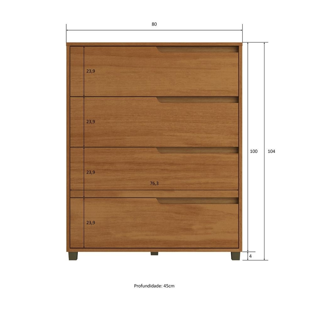 Cômoda 4 Gavetas 104x80 Cm Viena Cor Nature 100% MDF Alta Qualidade Casamia · foto 2