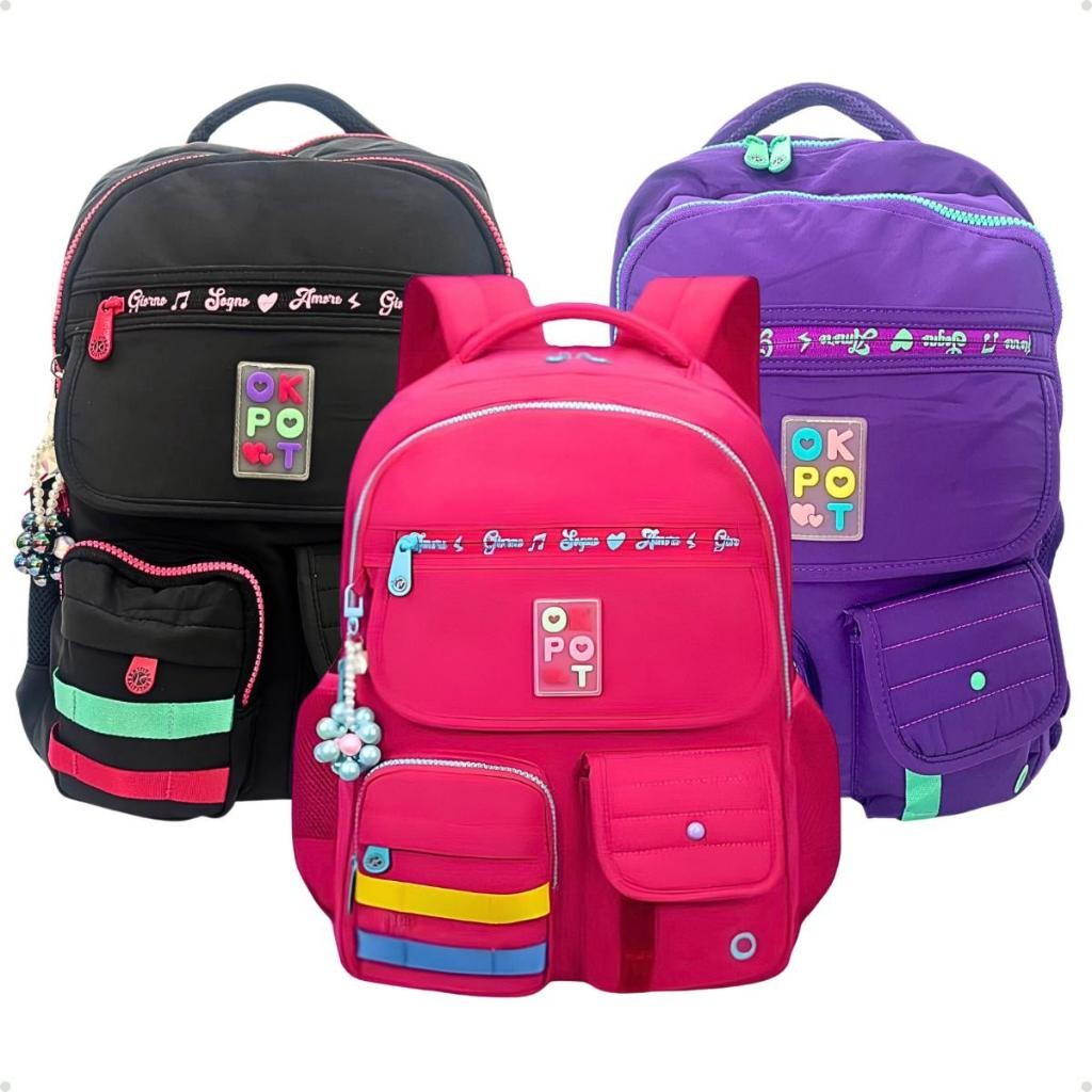 Mochila escolar infantil juvenil grande feminina De Costas Reforçada Rb clio
