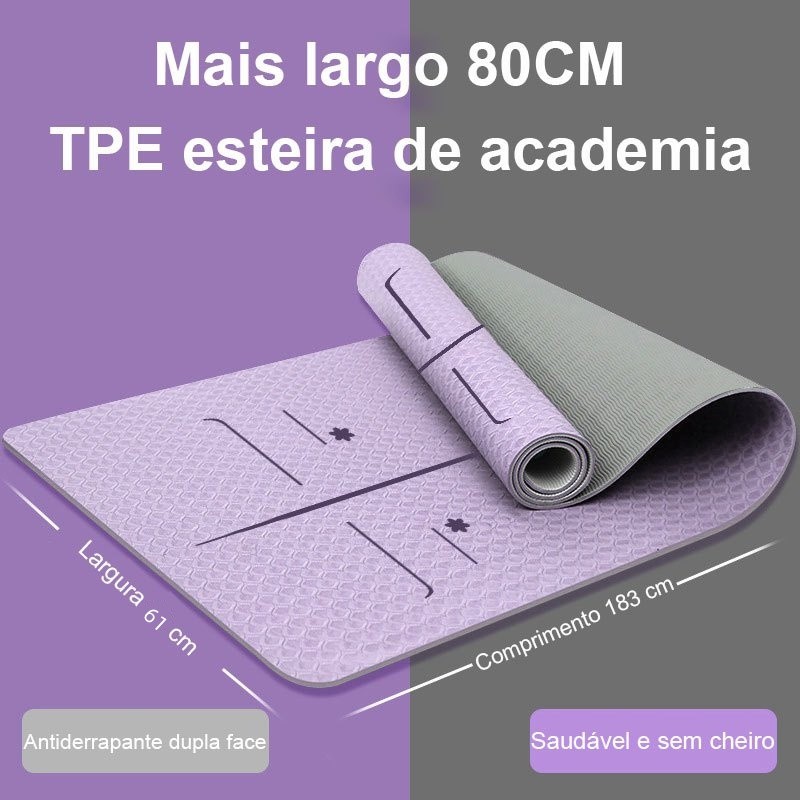 Tapete yoga/esteira de academia TPE absorção de choque, antiderrapante, engrossado 8mm, cinto leve à prova de choque.