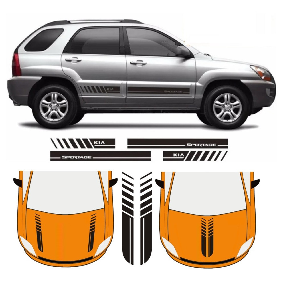 Adesivo Lateral Para Kia Sportage G1 Faixa Ks6 E Capô C2 Suv Tuning Esportivo