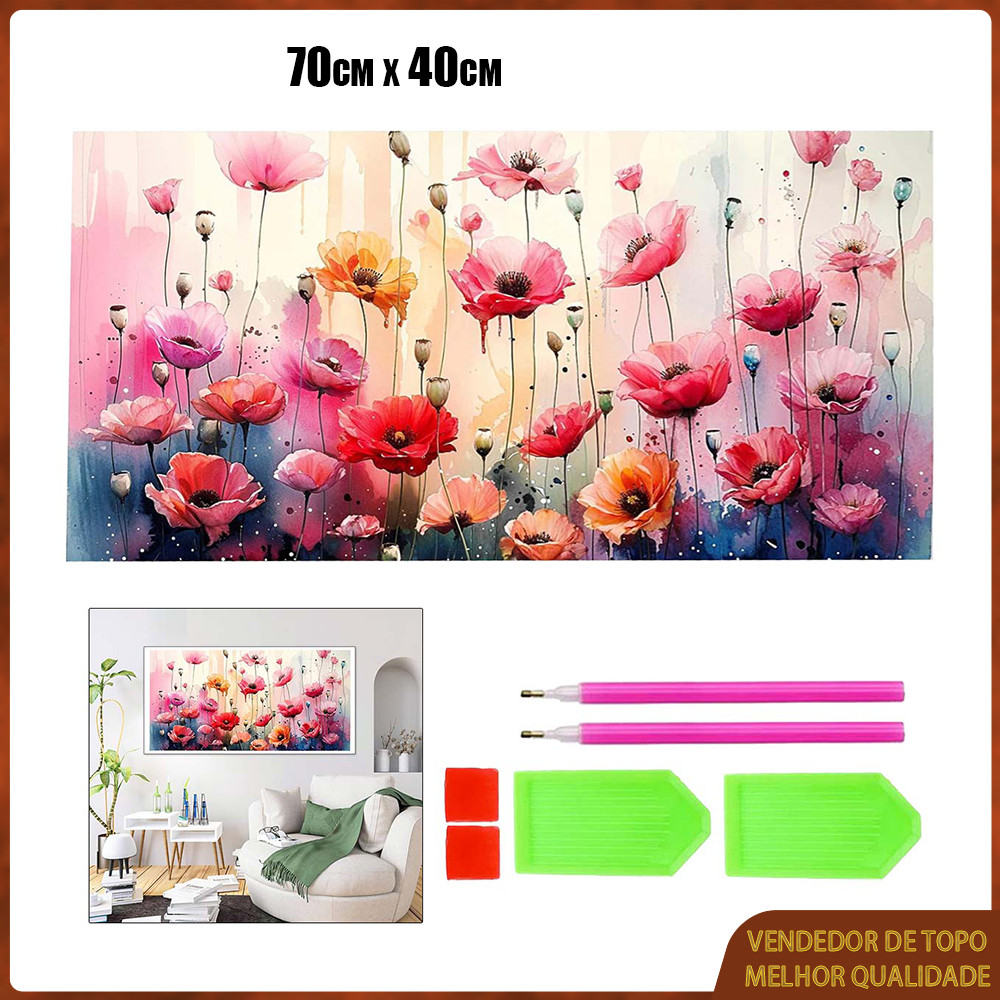 Conjunto de arte de diamante quadrado 5D 70x40cm tinta rosa flor flor decoração de parede para casa presente
