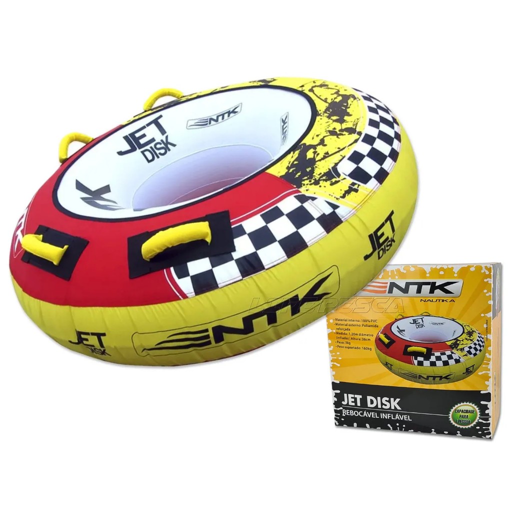 Boia Rebocável Nautika Jet Disk 1 Pessoa 1,20 m Divirta-se com Segurança em Lanchas, Jet Ski e Rios