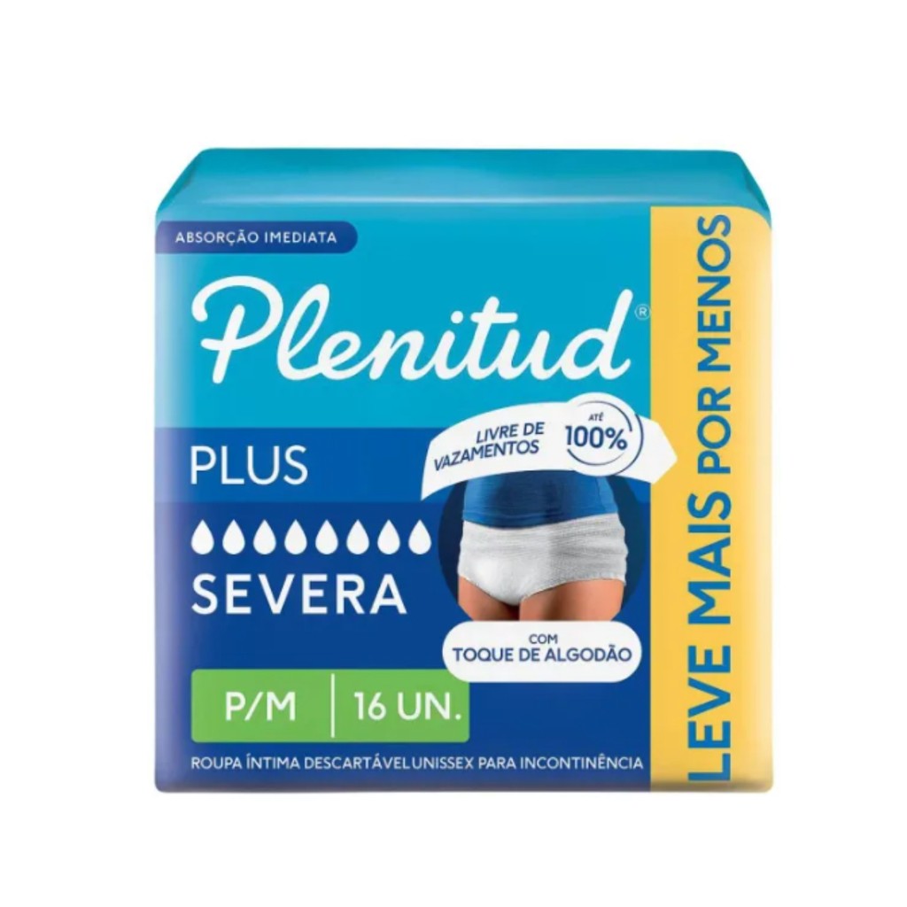 Fralda Roupa Íntima Plenitud Pro Plus P/M – 16 Unidades - Conforto, Discrição e Alta Absorção
