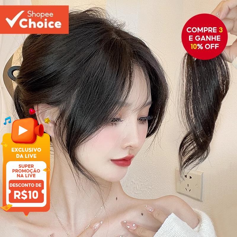 Peça De Peruca De Franja Fofa-Extensão De Cabelo Sem Costura Invisível Para Mulheres Clipe Lateral Da Moda