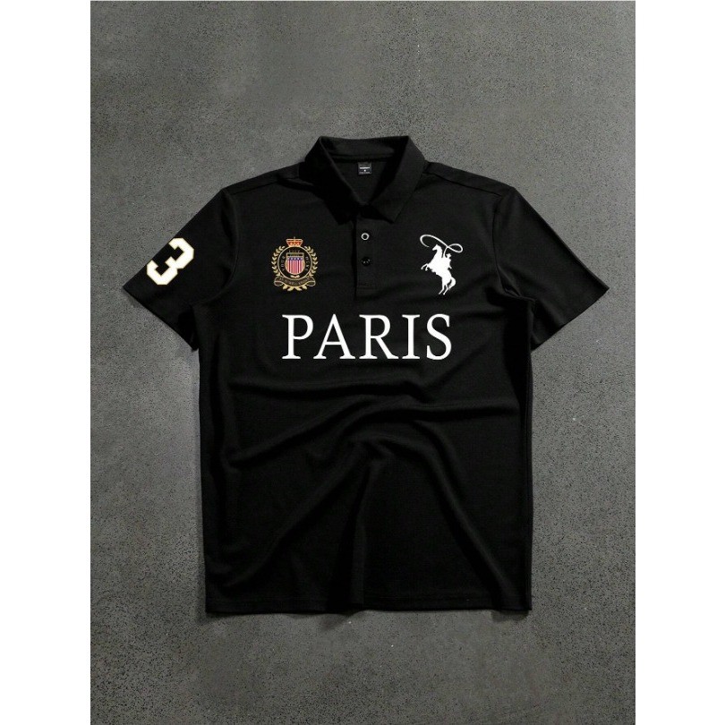 Camisa Polo Paris de Manga Curta Masculina, Casual