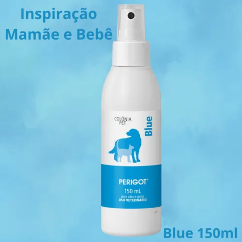Colônia Pet Perigot Blue 150ml Perfume para Cães e Gatos Aroma Suave Duradouro Original Banho e Tosa