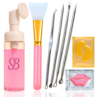 Kit Skincare Limpeza Facial Pump + Extrator de Cravos + Pad Labial + Pad Olheira + Espátula Silicone em Oferta na Shopee