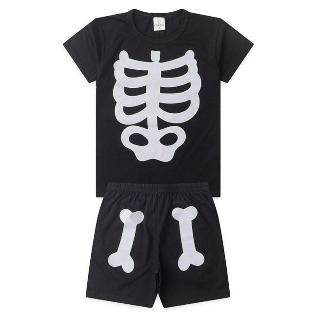 Pijama Menino Verão Preto Osso