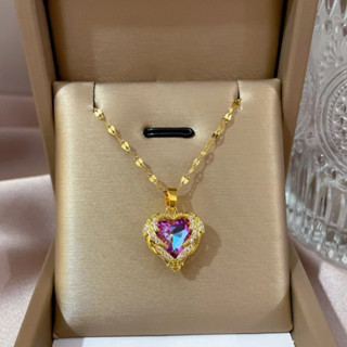 Colar Coração do Oceano em Cristal Azul Luxuoso – Joia Feminina em Aço Inoxidável, Antialérgica e que Não Desbota em Oferta na Shopee